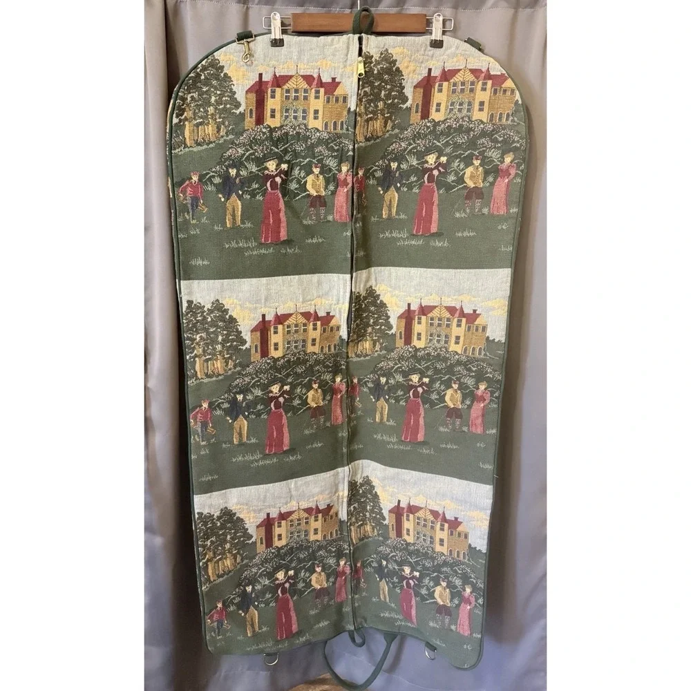 Vintage Toby Weston Golf Themed Tapestry Overnight Travel Satchel & Garment Bag